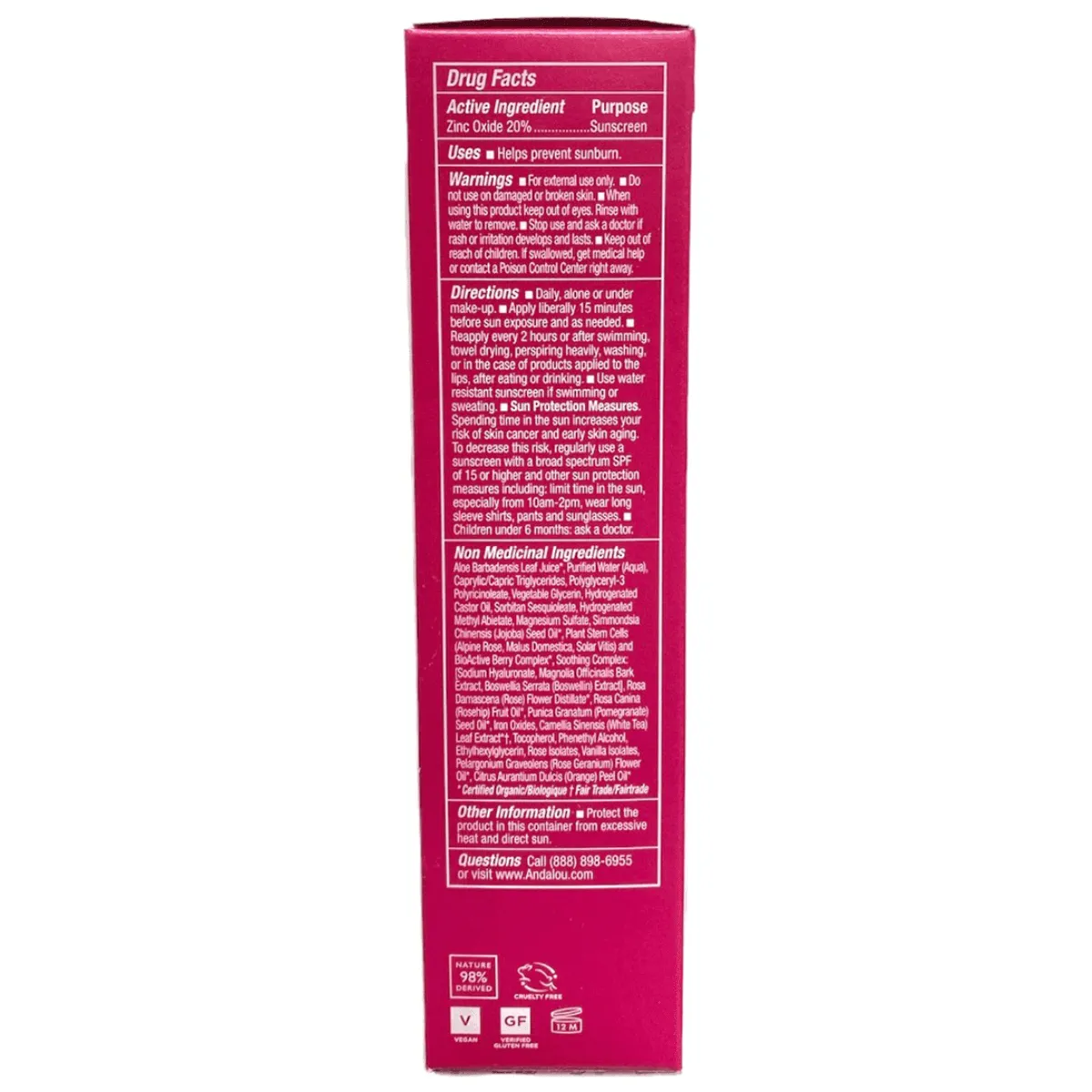 Andalou Naturals Sensitive Color   Correct 1000 Roses Sheer Beige SPF 30 58mL