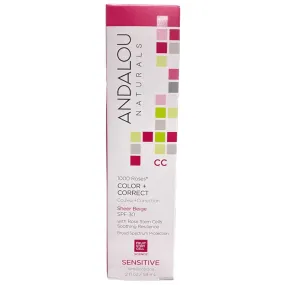 Andalou Naturals Sensitive Color   Correct 1000 Roses Sheer Beige SPF 30 58mL