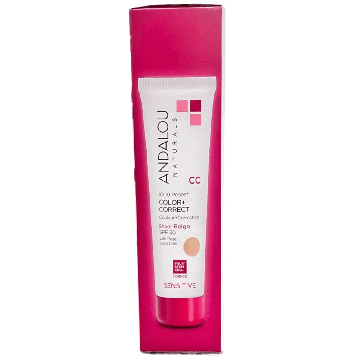 Andalou Naturals Sensitive Color   Correct 1000 Roses Sheer Beige SPF 30 58mL