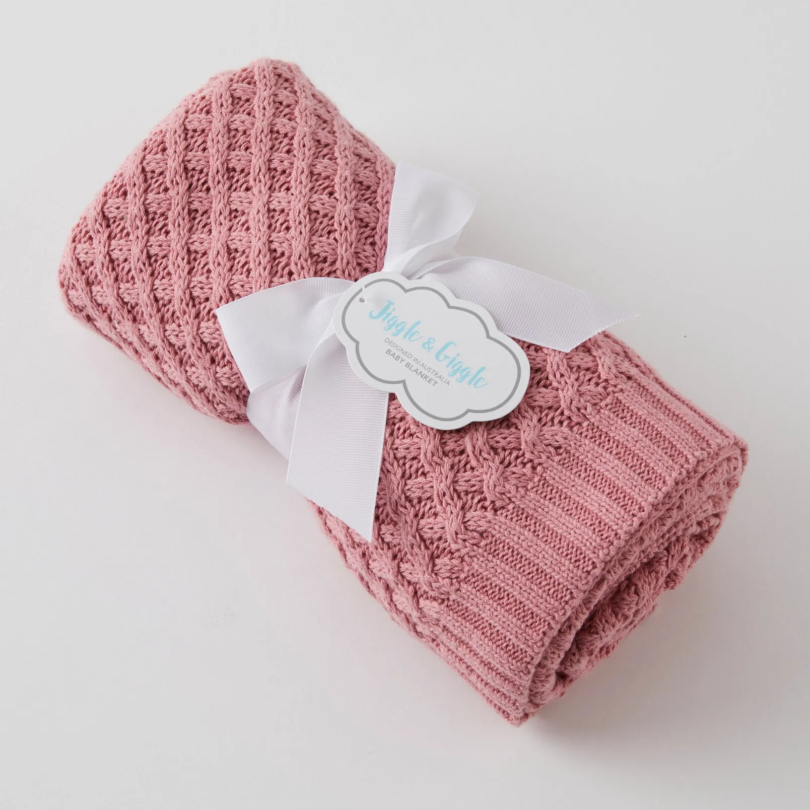 Blush Basket Weave Knit Blanket