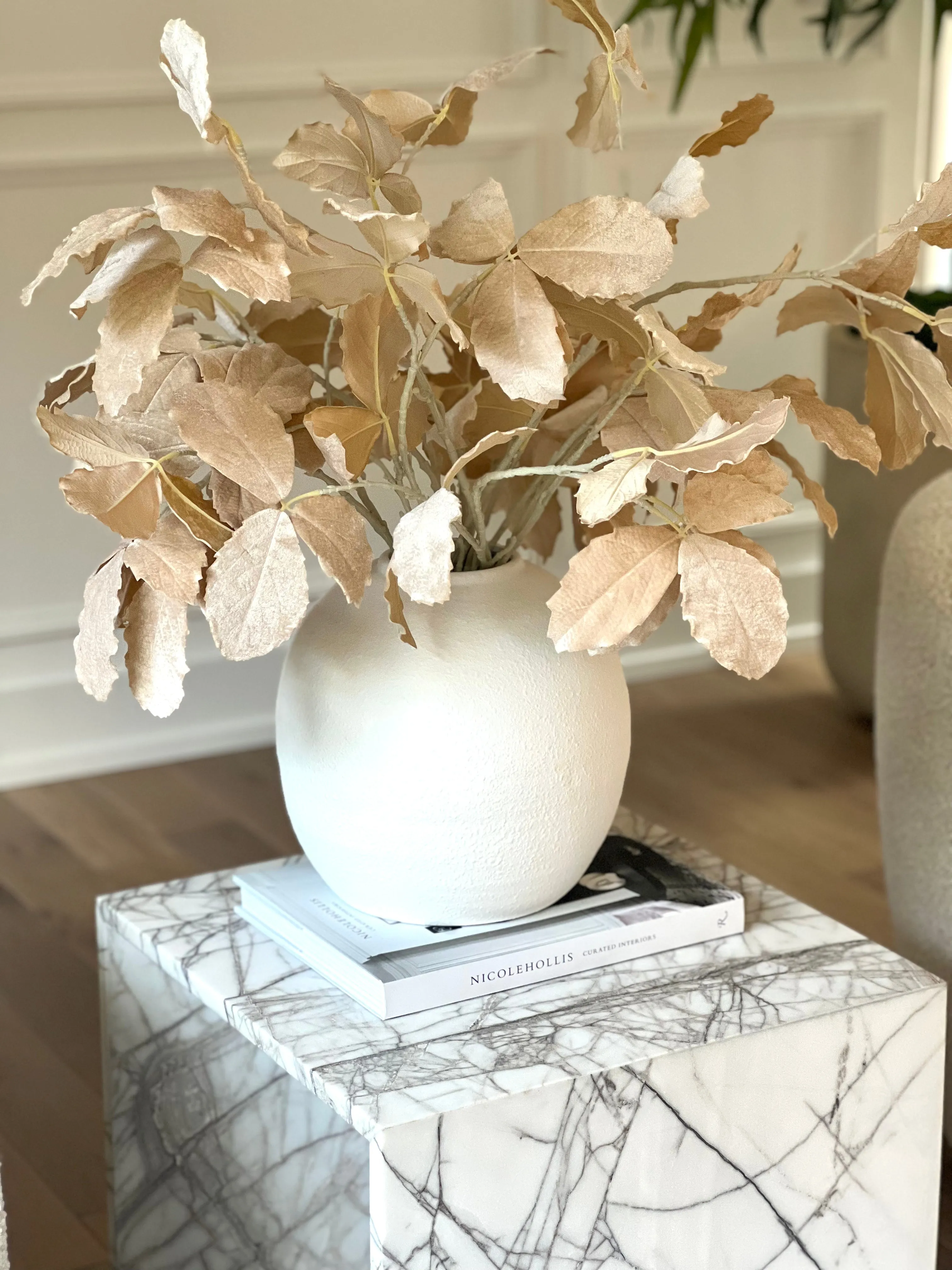 Ivory Velvet Faux Leaf Spray 34”