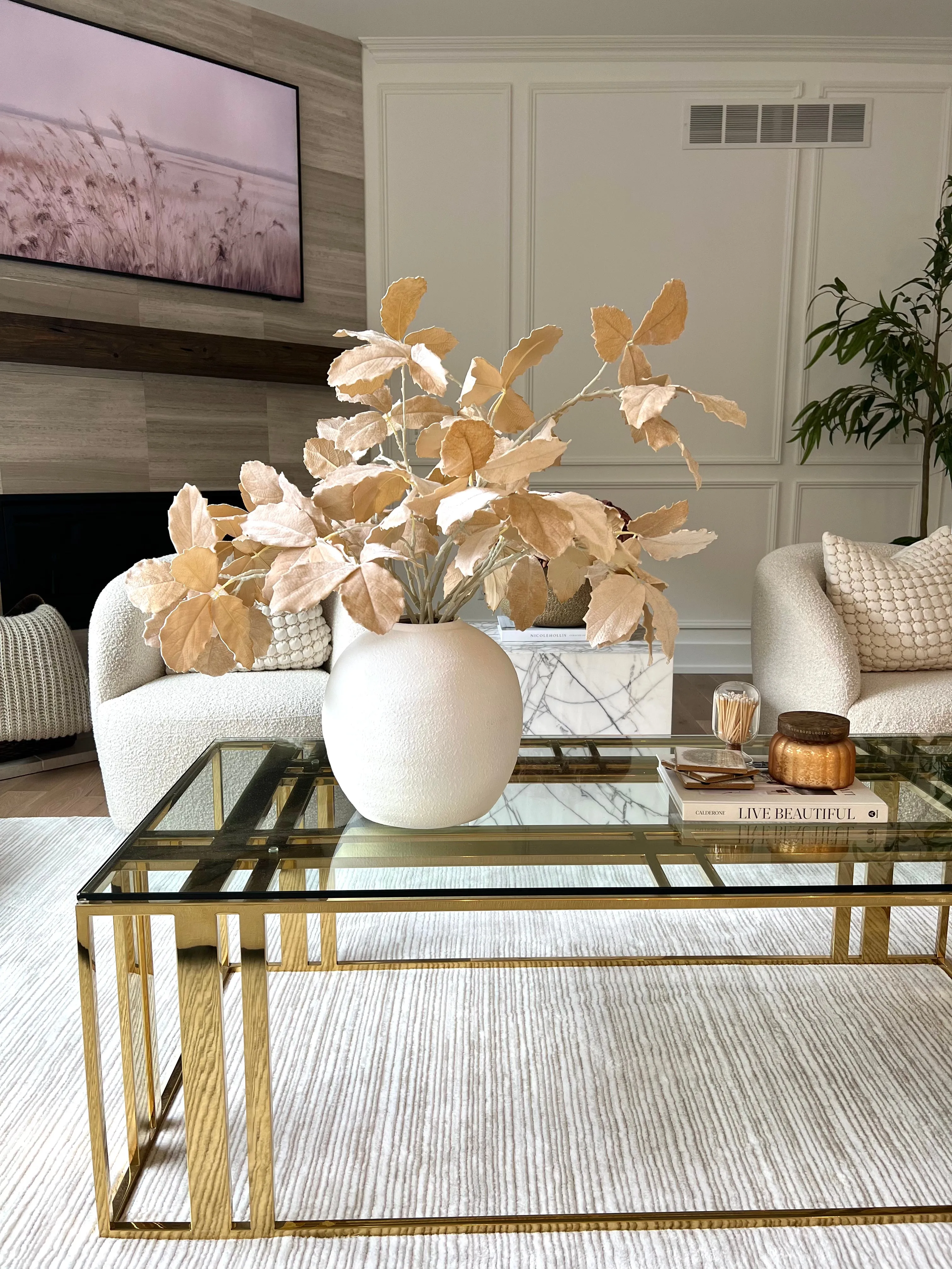 Ivory Velvet Faux Leaf Spray 34”