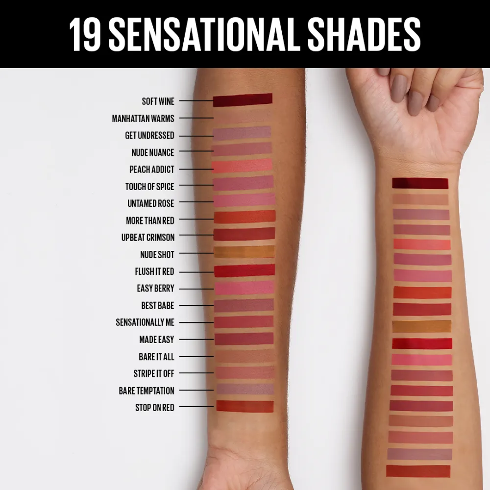 Maybelline New York Sensational Liquid Matte Lipstick, 13 Upbeat Crimson, 7ml - Liquid Lipstick Shades Delivering Intense Matte Color Effect