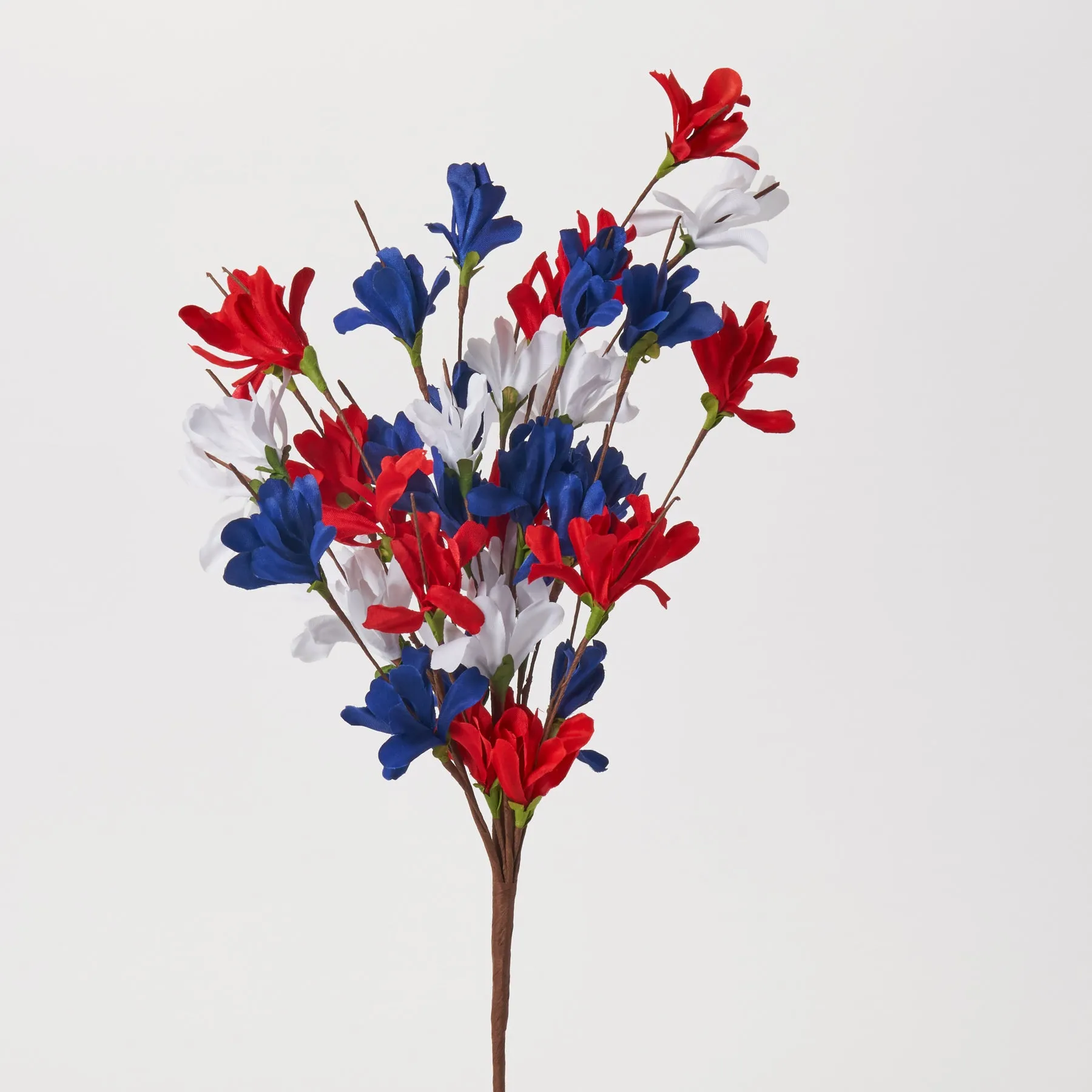 Patriotic  Red, White & Blue Silk Azalea Americana Bush Spray - 18"