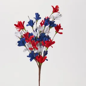 Patriotic  Red, White & Blue Silk Azalea Americana Bush Spray - 18"