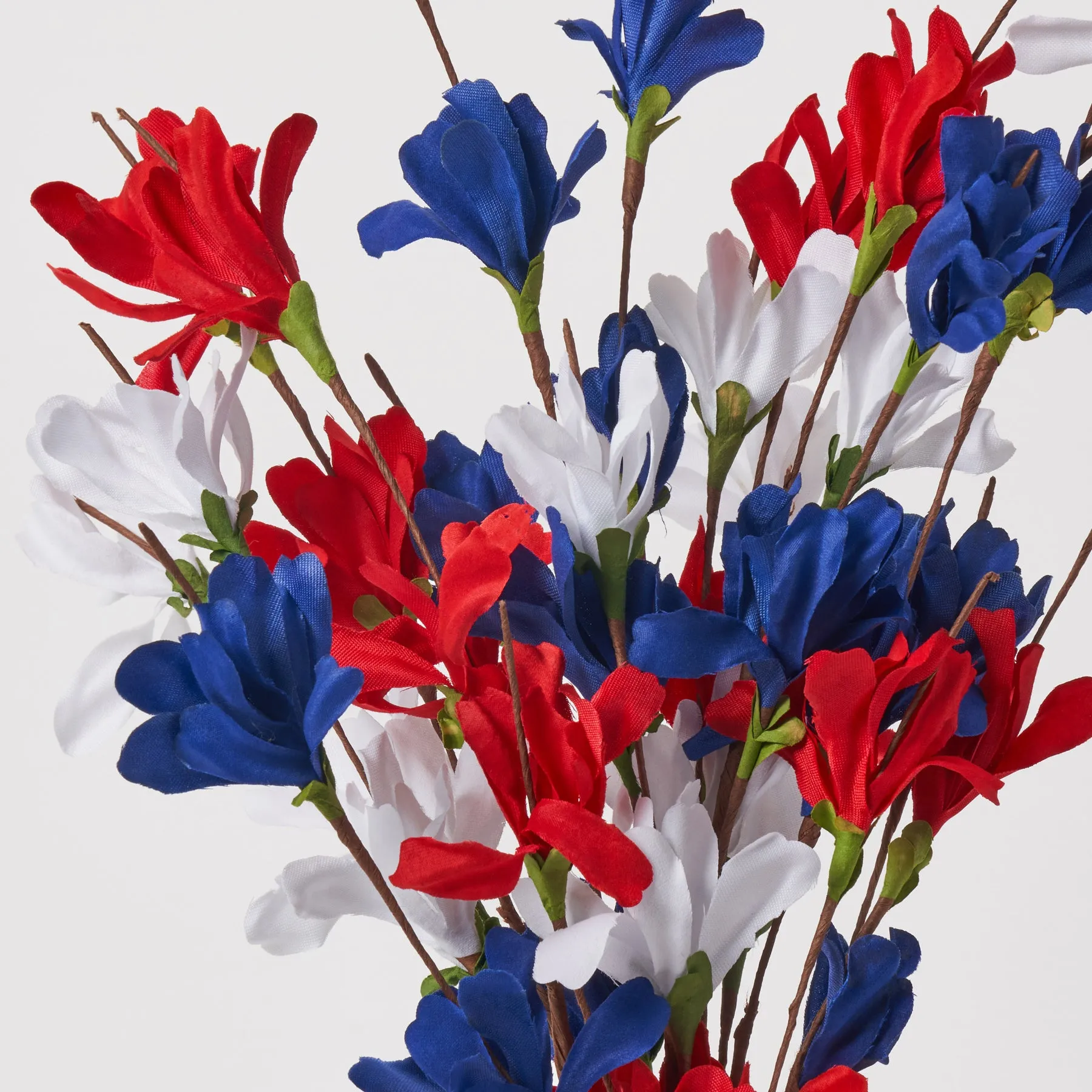 Patriotic  Red, White & Blue Silk Azalea Americana Bush Spray - 18"