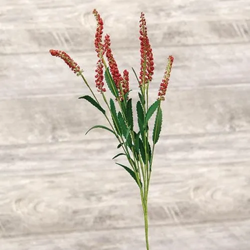 Red Icker FLower & Leaves Spray